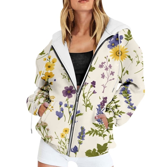 IWRICH Zip up Hoodie Fall Sweatshirts for Women Oversized Jacket Fall Clothes for Women Beige XXXXXL