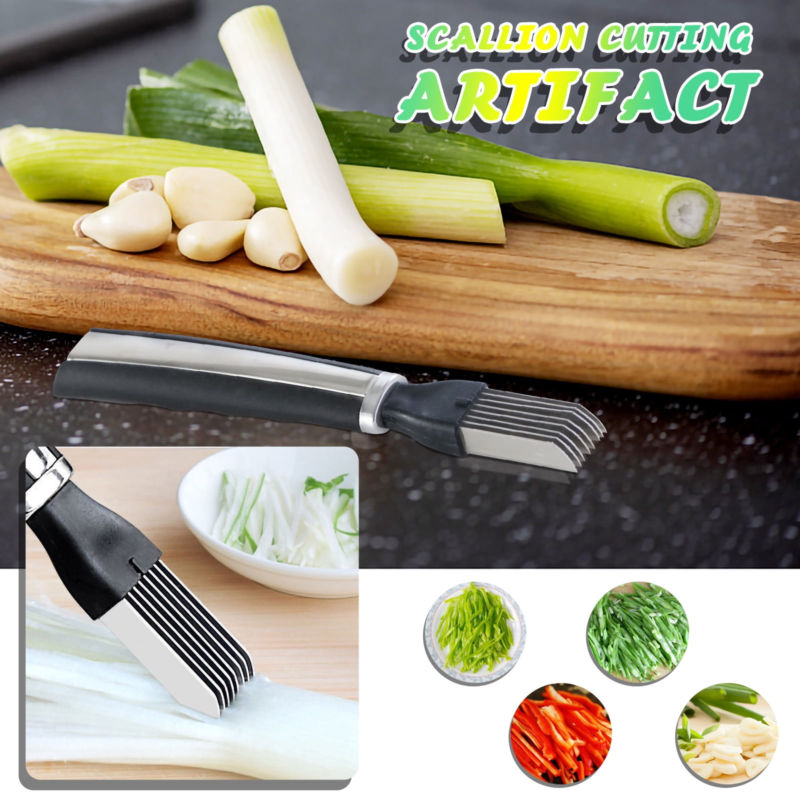 IWRUHZY 2 Pack Scallion Cutter Scallion Stainless Scraping Knife