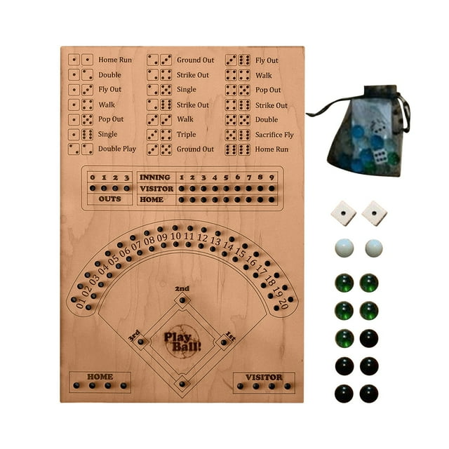 IWRUHZY Baseball Dice Board Game Wooden Board Game with Dice and
