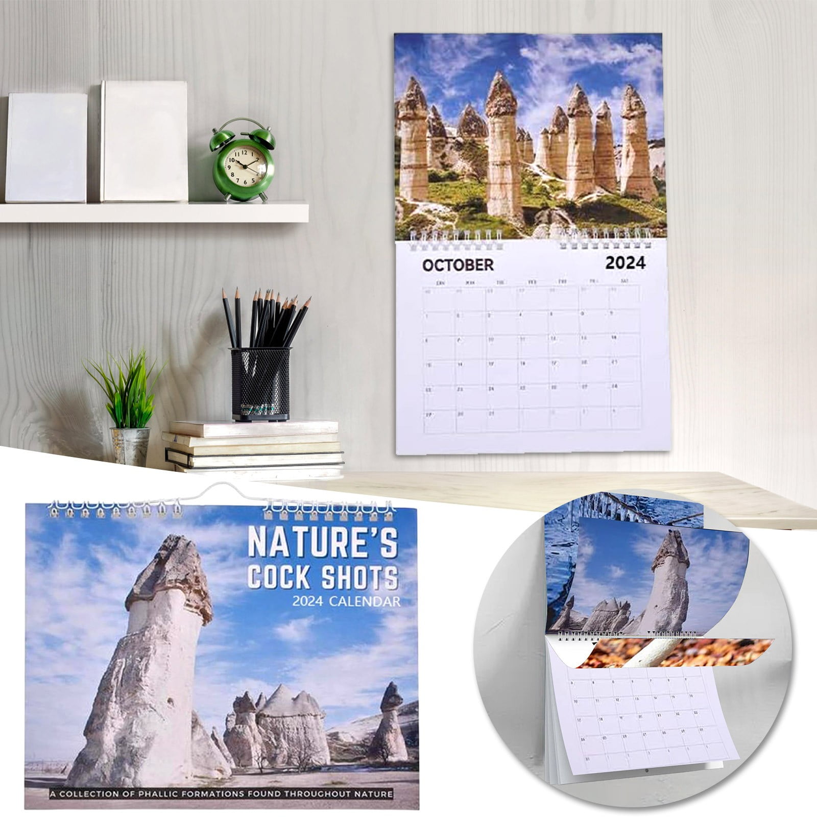 IWRUHZY Calendar 2024, Funny Calendar 2024 Christmas Gift, Natural