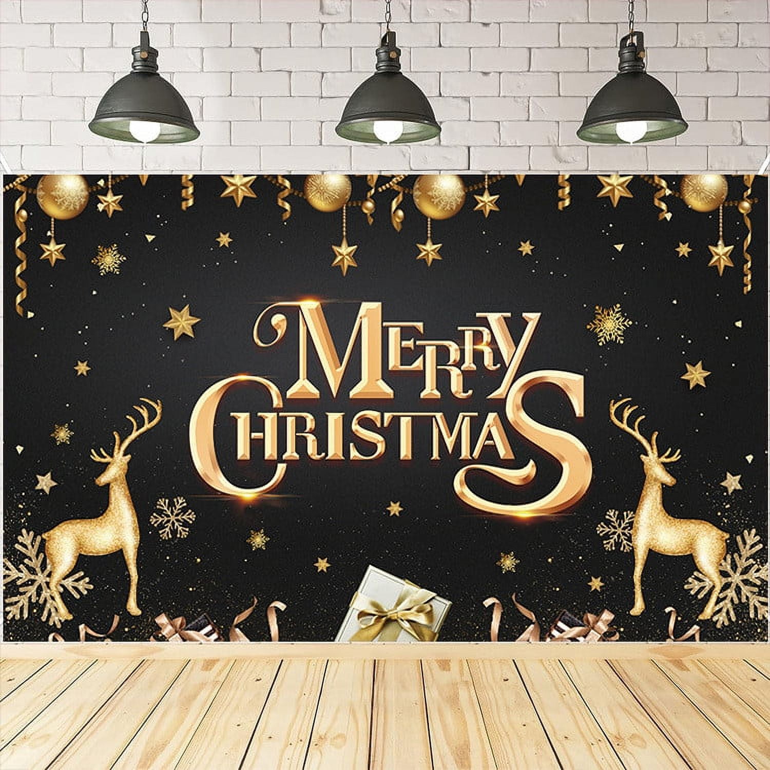 IWRUHZY Christmas Banner 180 * 110 Cm Background Decoration Gold