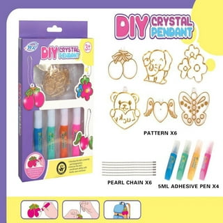 DIY Crystal Paint Arts And Crafts Set Christmas, 2023 DIY Crystal Painting  Kit For Kids Girls Ages 3+, Bake-Free Crystal Color Glue Painting Pendant