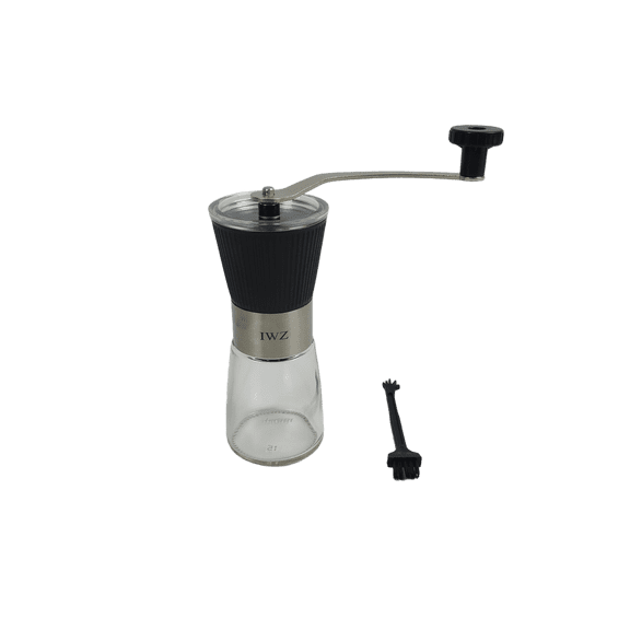 IWZ Manual Coffee Grinder, Adjustable Hand Coffee Bean Mill with Glass Base & Stainless Steel Parts