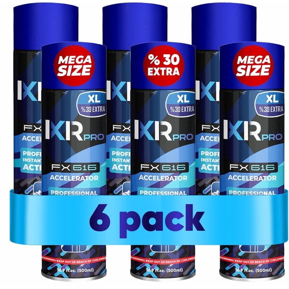 IXIRPRO CA Glue Activator Spray (6 Pack, 16.9 oz Each) – Ultra-Fast Curing Cyanoacrylate Accelerator for Instant Bonding, Woodworking, Plastic, Metal, Crafts, and Repairs