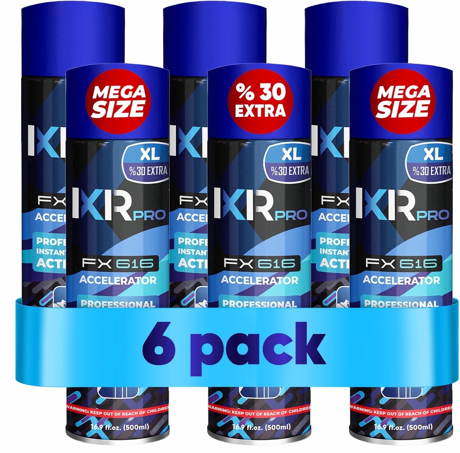 IXIRPRO CA Glue Activator Spray (6 Pack, 16.9 oz Each) – Ultra-Fast Curing Cyanoacrylate Accelerator for Instant Bonding, Woodworking, Plastic, Metal, Crafts, and Repairs