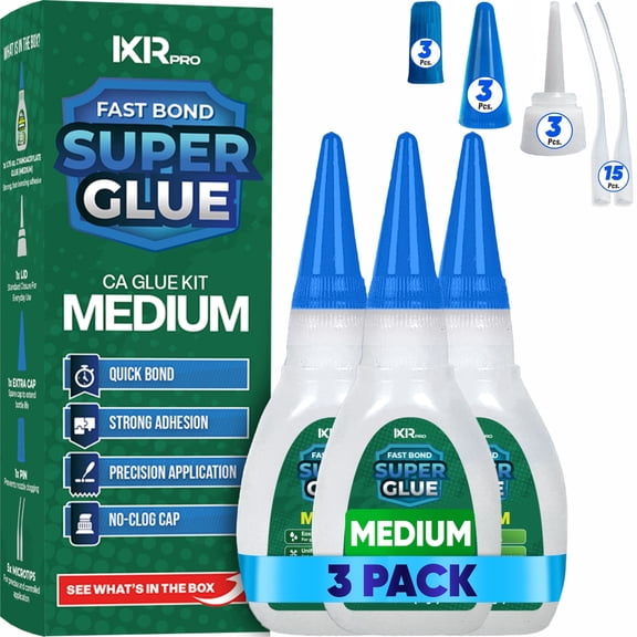 ixirpro Medium CA Glue Kit (3 pack, 1.75 oz) – Medium Viscosity Adhesive for Wood, Plastic, Ceramic, Crafts