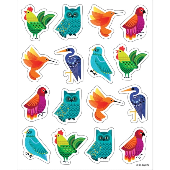 IXL Learning Takeoff Feathered Friends Shape Stickers (96 stickers) Grade PK-8