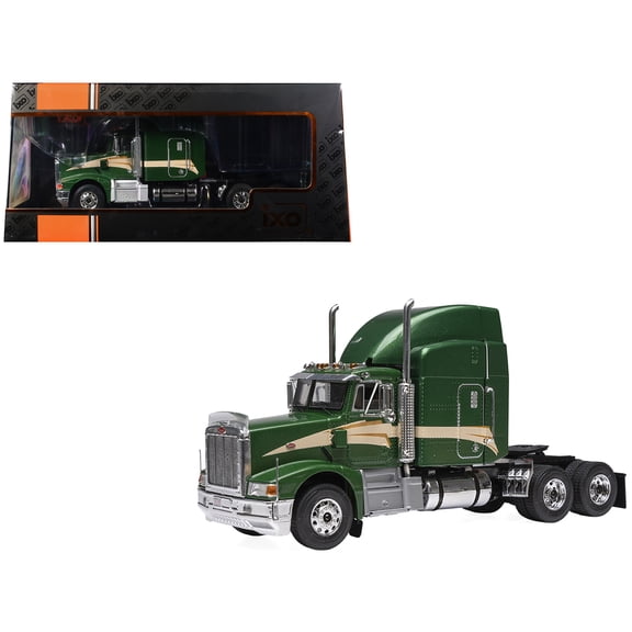 1998 Peterbilt 377 A/E Truck Tractor Green Metallic with Beige Stripes 1/43 Diecast Model by IXO Models
