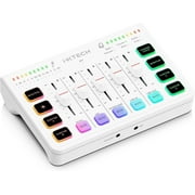IXTECH Gaming Audio Mixer 4 Channel Soundboard, Streaming RGB PC Audio Interface with XLR Microphone Support, Audio Equalizer for Gaming Podcast Streaming Karaoke, Individual Volume Controls White