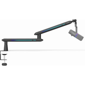 IXTECH RGB Low Profile Boom Arm for Mic, Adjustable Microphone Arm Stand with Desk Mount Clamp, Rotatable Microphone Boom Arm Mic Stand with Cable Management for Podcast Streaming Gaming Studio-BLACK