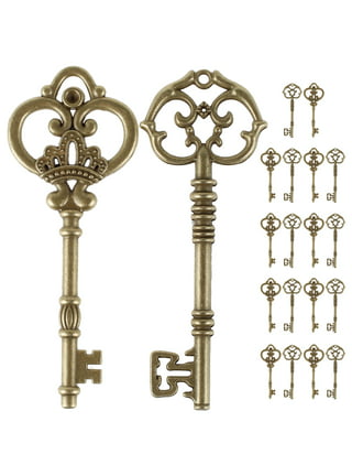 Aokbean Mixed Set of 30 Large Skeleton Keys in Antique Silver - Set of 30  Keys 