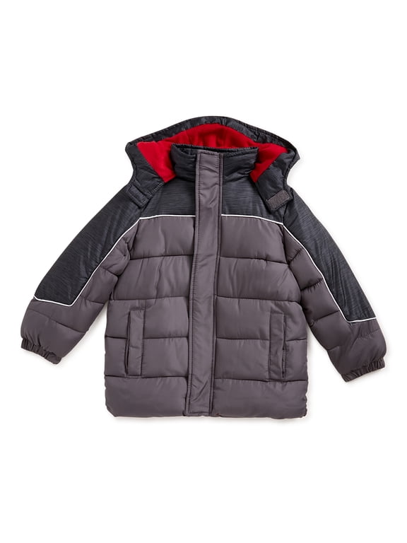 Boys' Colorblocked Puffer Coat with Contrast Lining, Sizes 4-7