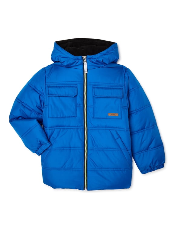 Boys' Solid Puffer Winter Jacket, Sizes 4-18