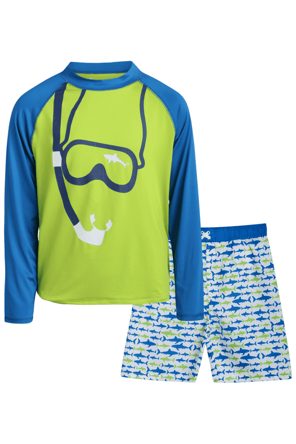 Rashguard Swimsuit Set, Size 14, Lime Snorkeling (Boy's)
