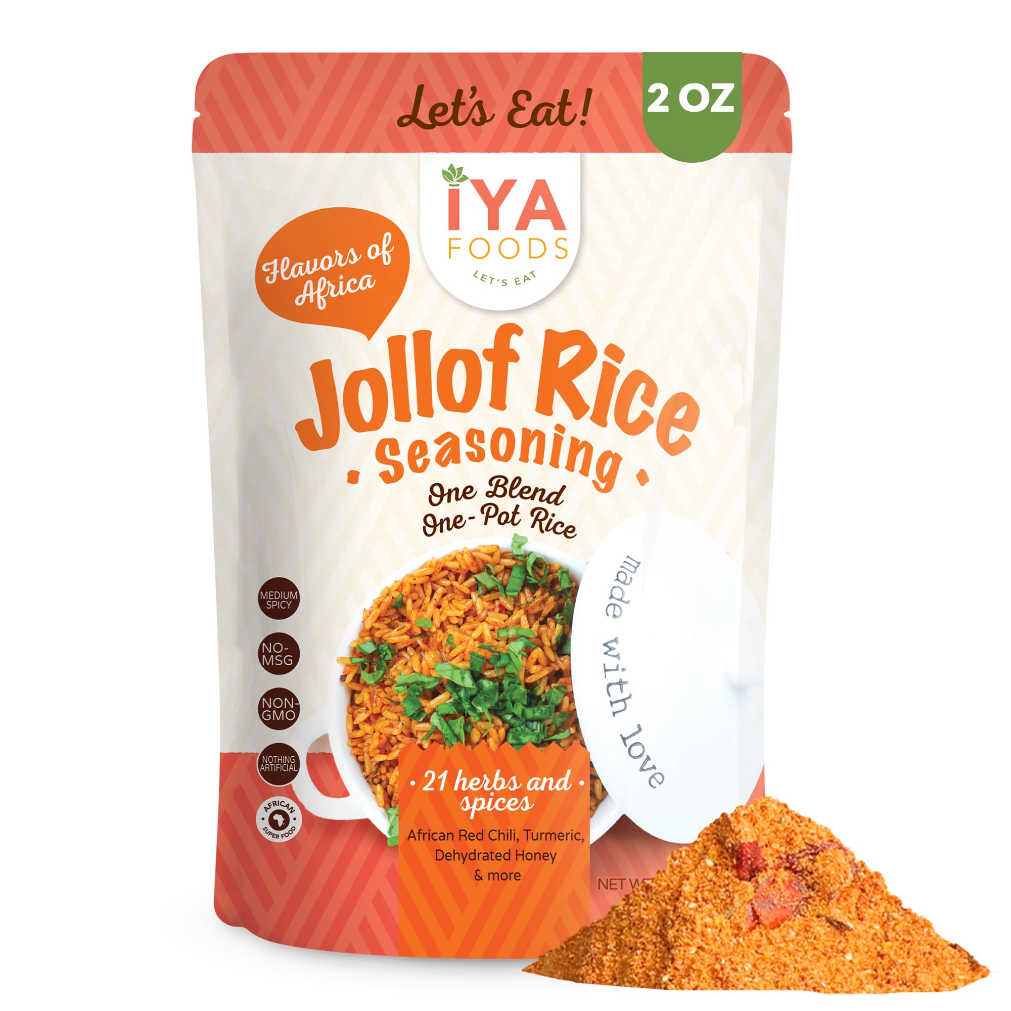 IYA FOODS Jollof Rice Seasoning 2 Ounce No Preservatives, No Added