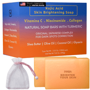 IYASA Kojic Acid Soap for Dark Spots   Turmeric Brightening Bar with Vitamin C, Retinol & Shea Butter | Evens Tone & Fades Hyperpigmentation | SGS-Tested, Steroid-Free 2 Pack