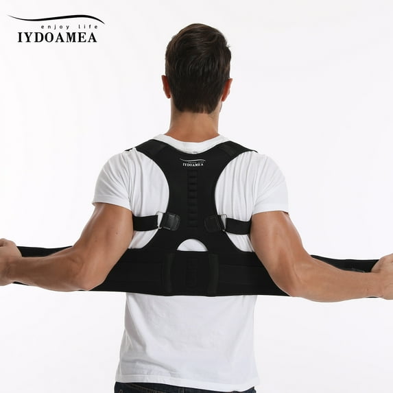 IYDoaMea Posture Corrector Upper Back Support Belt Unisex Magnetic Compression, Black