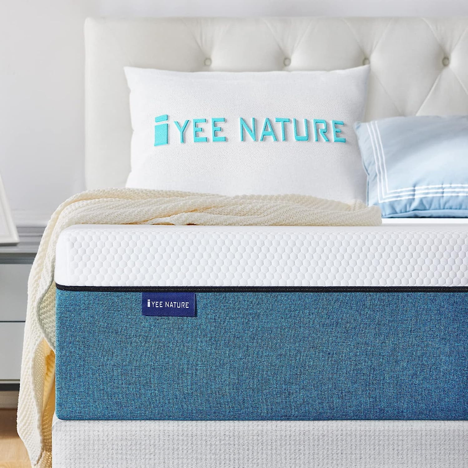 IYEE NATURE Queen Mattress, 10 inch Queen Gel Memory Foam Mattress in a Box, with CertiPURUS