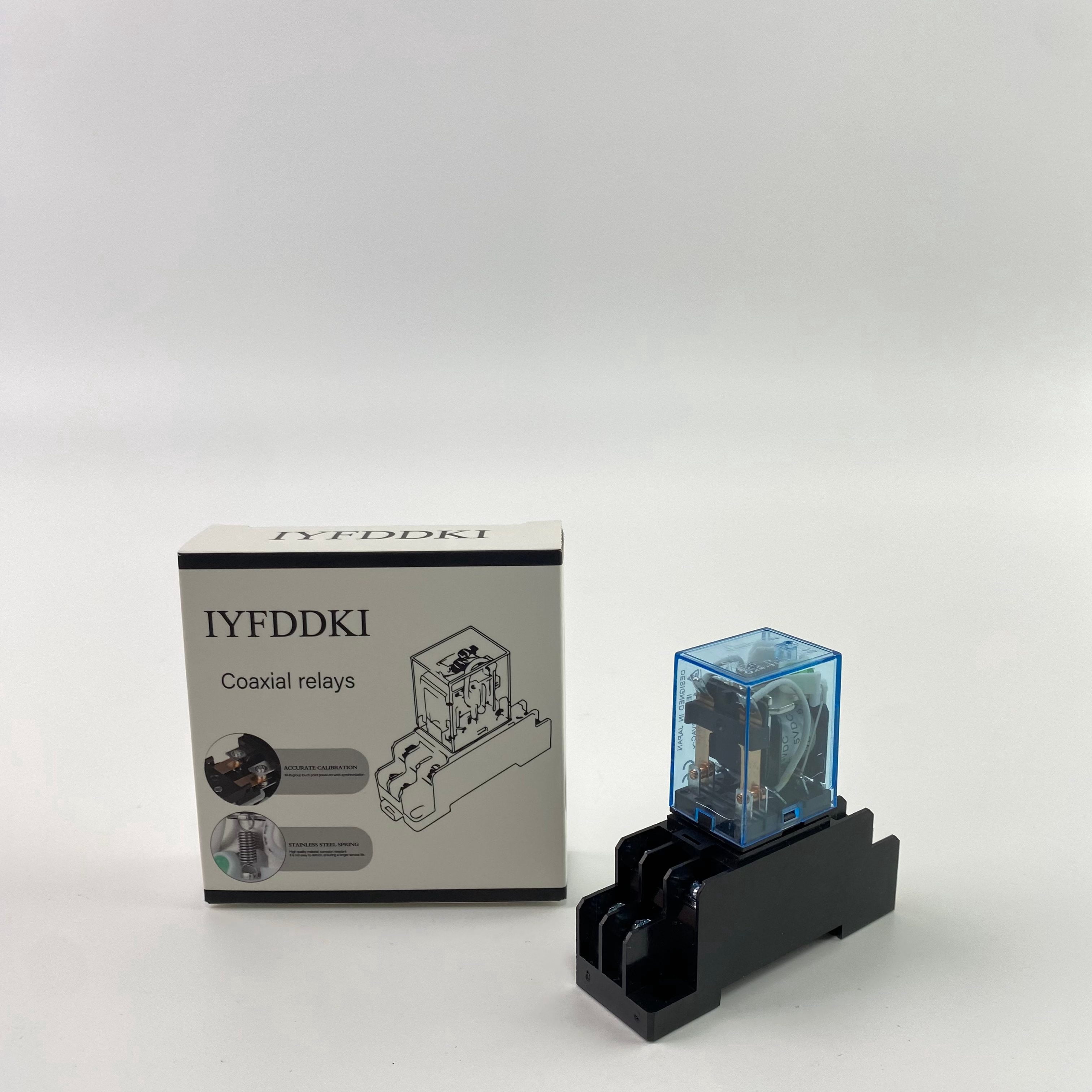 IYFDDKI Coaxial relays, electric,35mm DIN Rail DPDT 8P General Purpose Power Relay AC 24V Coil W Socket