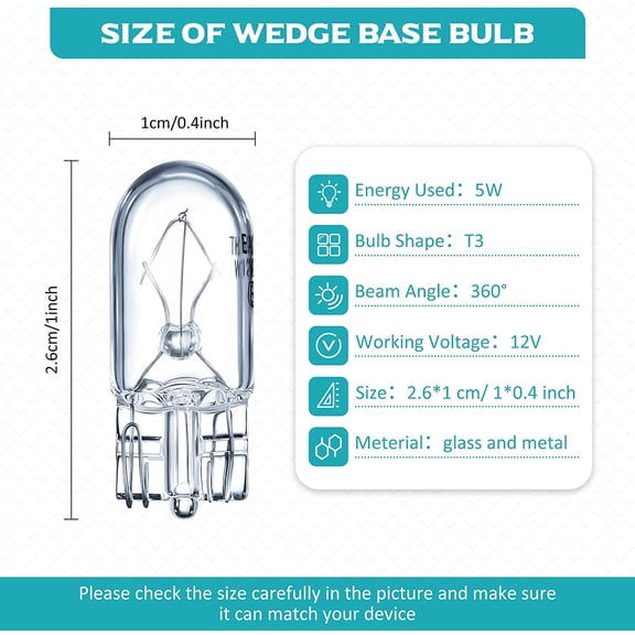 IYFFDFE-1/4 Wedge Base 12V 5W Bulb Clear Krypton Light Bulb for Landscape, RV and Cabinet Lighting (100 Pieces)