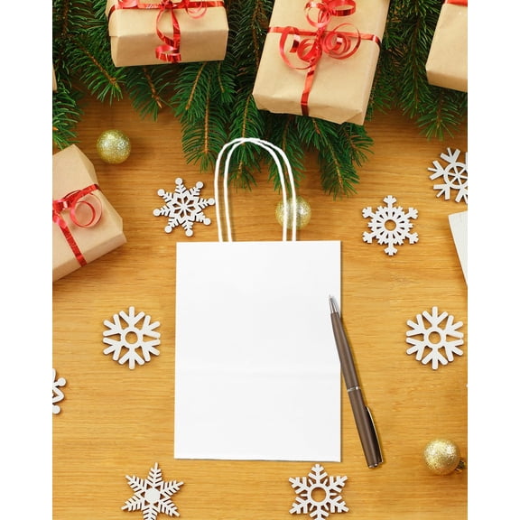 IYFFDFE-100Pcs Mini White Paper Gift Bags with Handles Bulk 4.5"2.5"6" Gift Bags Multiple Uses