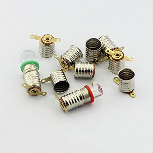 IYFFDFE-10pcs E10 Screw 3V Blue Flood Light Led Bulb Flood Light Lamps +10pcs E10 Base (3V, Blue)