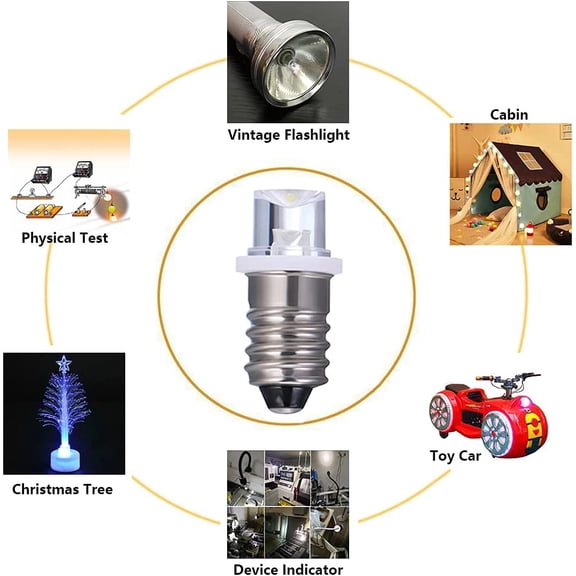 IYFFDFE-10pcs E10 Screw Flood Led Lamps +10pcs E10 Base,3V Warm White Led Bulb Light (3V, Warm White)