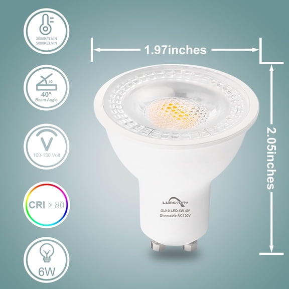 IYFFDFE-12-Pack GU10 LED Bulbs Daylight White 5000K, 6W 600LM Dimmable GU10 Base Two Prong Light Bulb, 50W 60W Halogen Replacement, Track Lighting Bulb, Recessed Light Bulbs