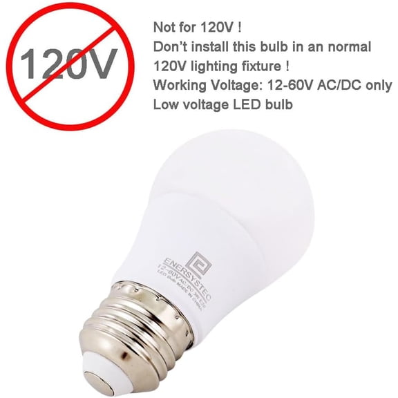 IYFFDFE-12V-60V LED Light Bulb E26 Low Voltage, Not for 120V, 3000K Warm Light Color, 3W LED Equivalent 25W Lamp, Medium Screw Base, 12V 24V 32V 36V 48V for Camping Light, RV Bulb, Off Grid Power, 2