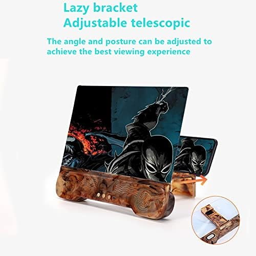 IYFFDFE-14 Inch Phone Screen Amplifier with Bluetooth Speaker Foldable Phone Holder Suit for All Smartphones (Wood Grain)