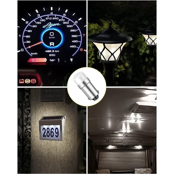 IYFFDFE-1893 Bulb #313 miniature bayonet bulb 1818 1819 1820 1895 BA9S Led Bulb AC/DC 10-30volt for Train Light,Outdoor Landscape Path Deck RV Camper Marine Boat Trailer Lighting-Pack of 4 White