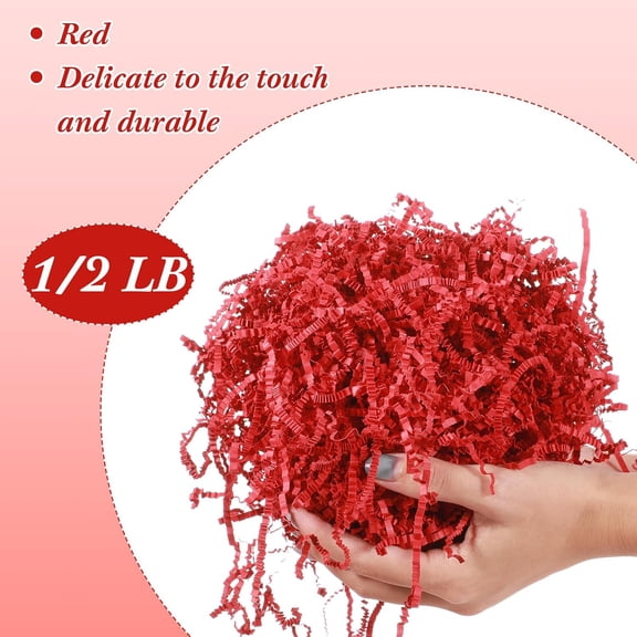 IYFFDFE-1lb Red Crinkle Cut Paper Shred Filler Shredded Paper for Gift Box Gift Basket Bag Filler Red Grass Tissue for Valentine's Day Holiday Packaging Wrapping