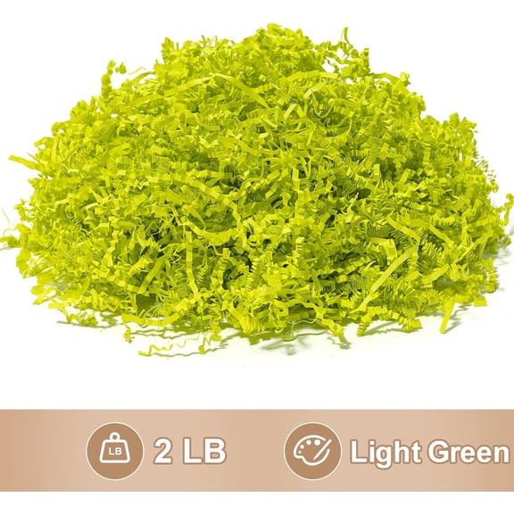 IYFFDFE-2 LB Crinkle Cut Paper Shred Light Green Crinkle Shredded Paper - Gift Box Baskets Bag Filler - Confetti Stuffing for Birthday, Holiday Gift Packaging Wrapping
