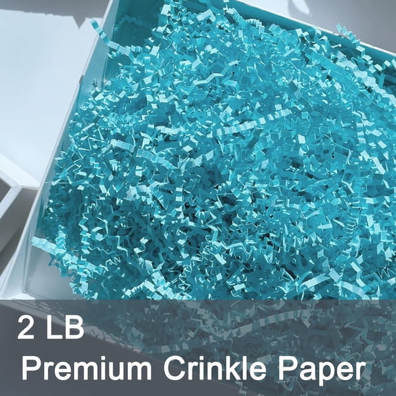 IYFFDFE-2 LB Light Blue Crinkle Cut Paper Shred Filler for Gift Basket Easter Egg Grass