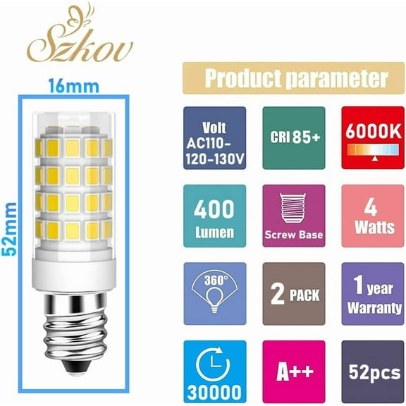 IYFFDFE-2-Pack 4W LED Bulb for Cosmetic Vanity Makeup Mirror with Single Double Sided Lighted Magnification 120V Mirror Replacement Bulbs 40W Equivalent Daylight White 6000K