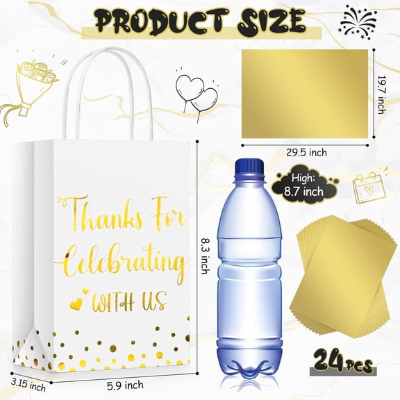 IYFFDFE-24 Pcs Wedding Gift Bag Bulk Wedding Welcome Bags Thanks You Bridal Shower Gift for Weddings Guests Hotel Welcome Party Favors with Tissue Paper(White)