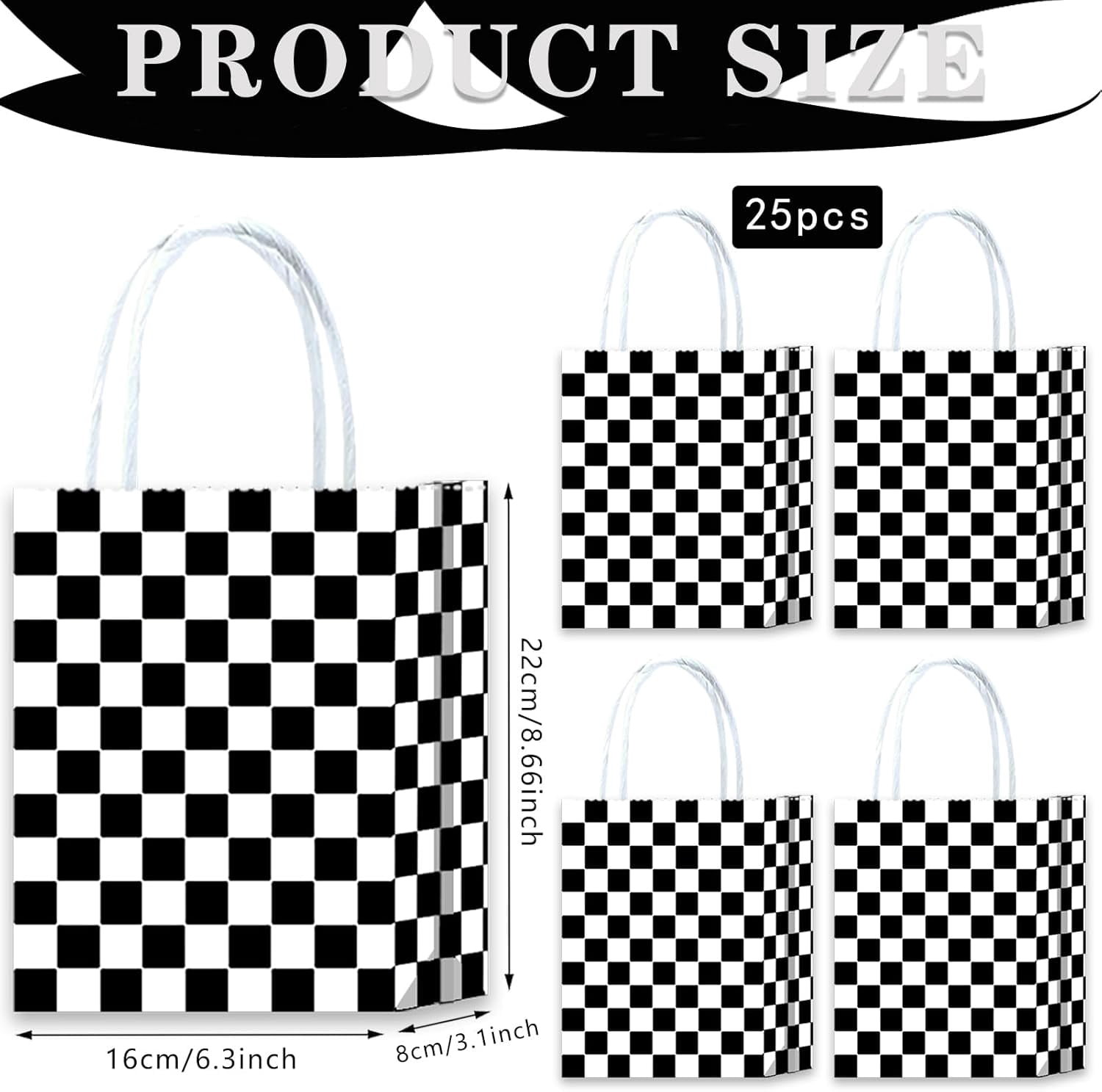 IYFFDFE-25 Pcs Checkered Race Treat Bags White Black Checkered Bags ...