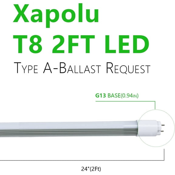IYFFDFE-2FT T8 T10 T12 LED Tube Light 12W 4000K, 24 Inch 1440Lm Light Bulb, F17T8/F24T8 Fluorescent Light Bulb Replacement, Ballast Compatible, Dual-Ended, Frosted Lens, UL Listed, 1 Pack