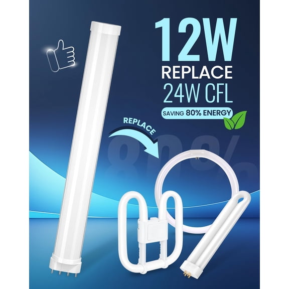 IYFFDFE-2G11 4 Pin Base LED Light Bulb, 12W Natural White 4000K 2G11 LED Light Replace 24W CFL/Compact Fluorescent Lighting 12.6 Inches for Recessed Cans Ceiling Fixtures (Remove or Bypass Ballast)