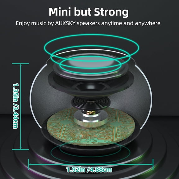 IYFFDFE-2Pack Portable Mini Speakers, Bluetooth Tiny Speakers,Wireless Micro Speaker for Phone/PC/Tablet, Rechargeable Battery, Built-in Microphone, Cute Mini Speaker with Strap to Carry, Silver