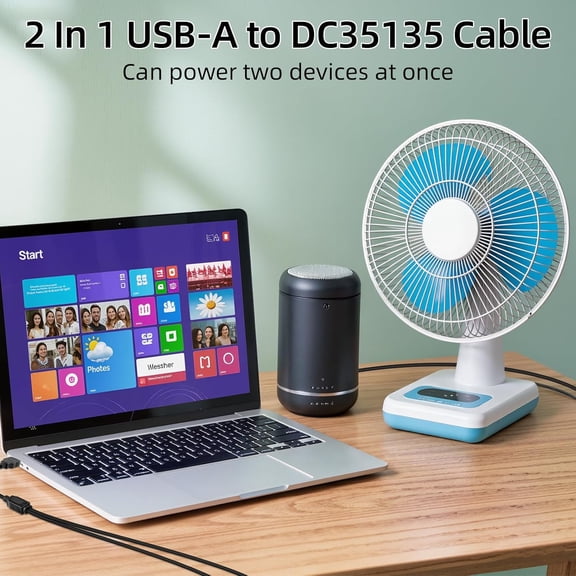 IYFFDFE-2Pack USB Male to Dual 5V DC Male Power Cord, USB to DC 3.5X1.35MM Splitter Charging Cable for Trail Camera, Electric Toothbrush and Small Appliances (DC35135)