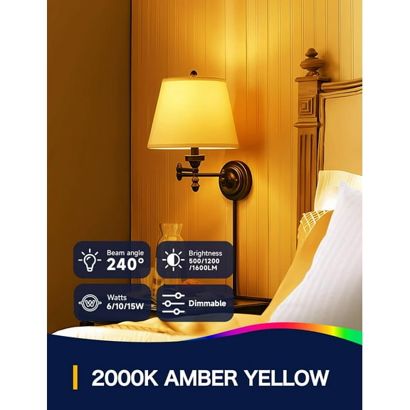 IYFFDFE-3 Way Light Bulbs 30 70 100W Equivalent, A19 Three Way LED Amber Light Bulbs 2000K, E26 Medium Base, Three Settings for Desk Touch Lamps, Floor Lamps, 2 Pack