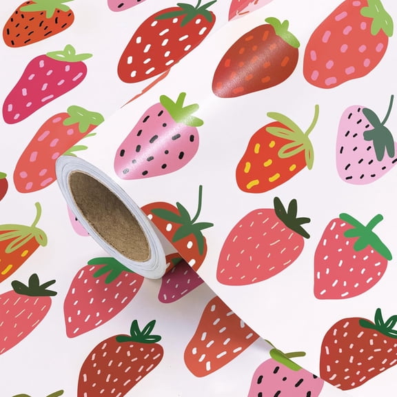 IYFFDFE-30 Inch Strawberry Wrapping Paper Roll - 30 Inch x 33 Feet - Sweet Strawberry Fruits Wrapping Paper for Summer, Birthday, Wedding, Bridal Shower