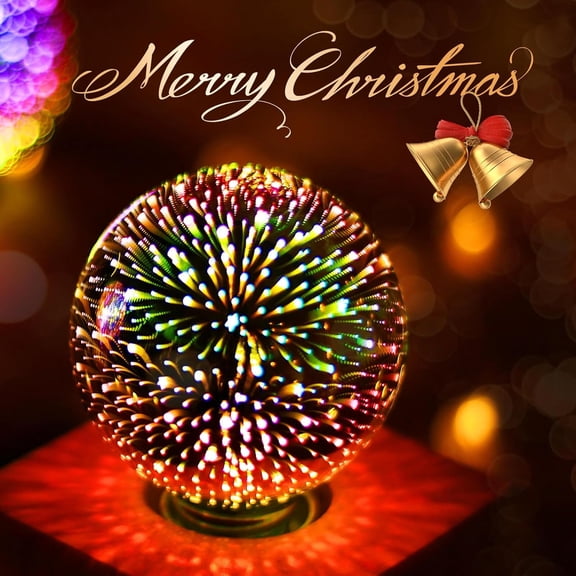 IYFFDFE-3D Fireworks Decorative Light Bulb, E26 Base, 4W, AC100-240V, Glass Bulbs with Soft Warm Light, Shiny Decor for Home, Bedroom, Party (Included 1-Pack G80 Bulbs)