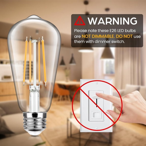 IYFFDFE-4-Pack Vintage LED Edison Bulbs 100W Equivalent 1400LM High Brightness 8W ST58 LED Filament Light Bulbs 2700K Soft Warm White E26 Medium Base CRI90+ Antique Clear Glass for Home Bedroom, Non-