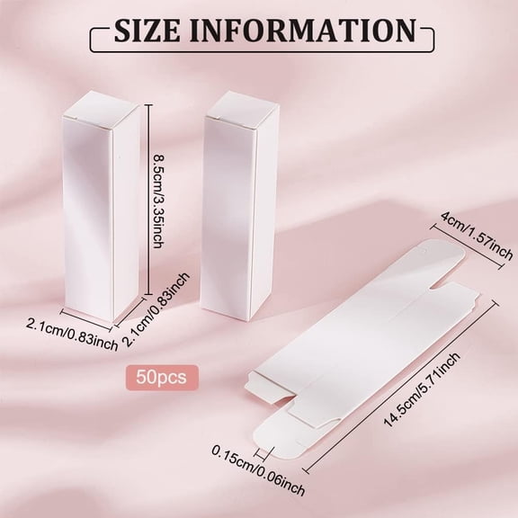 IYFFDFE-50 Pack White Lipstick Case 0.8x0.8x3.4 Inch Paper Essential Oil Packaging Box, Lip Gloss Packaging Box for Lipstick Bottle Packaging Gift Makeup Tube Storage