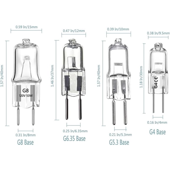 IYFFDFE-50W Halogen Bulbs G5.3 50 Watt G5.3 12V 50W Halogen Bulbs JC Bi-Pin Base Light 50 Watt 12 Volt Halogen Lamp for Home Lighting,Clear Glass Lens,Warm White 2700K,10 Pack