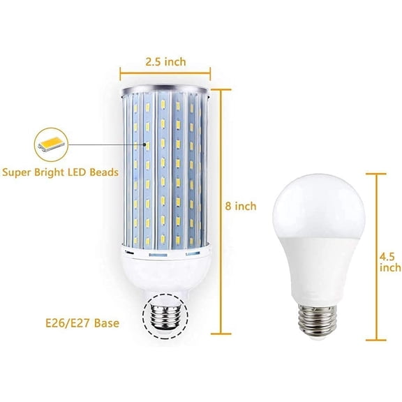 IYFFDFE-60W LED Corn Light Bulb Lamp, 6000LM E26/E27 6000K 85V~265V Super Bright Light for Indoor Large Area, Garage barn Workshop Warehouse Factory Porch Backyard High Bay Street Outdoor