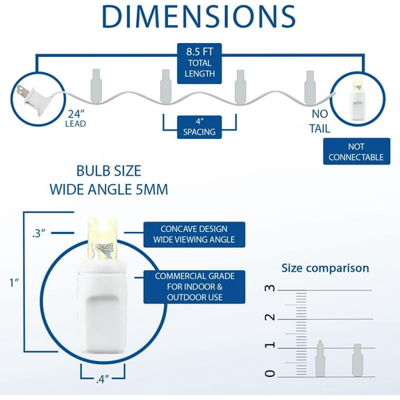 IYFFDFE-8.5 Foot 20 Light Mini LED Crafting Lights by , Warm White LEDs on White Wire, 24 Inch Lead, Non-Connectable Short Fairy Light String for Art Projects, Bottle Lights, Crafts