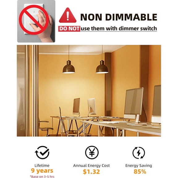 IYFFDFE-A19 LED Bulbs 60 Watt Equivalent, 9W Non-Dimmable, Flicker-Free, 800 Lumens, Soft White 2700K, E26 Base, 10000 Hours, Energy Saving, Bright for Living Room, Bedroom, 12 Pack